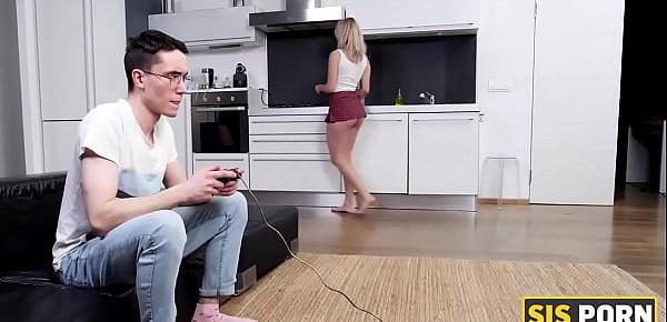  SIS.PORN. Minx is satisfied with stepbrothers cock in snatch while playing videogames